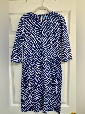 J. McLaughlin Catalyst Dress - Navy and light purple zebra print